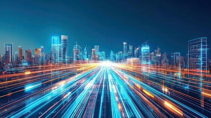 Fototapeta premium Futuristic City Highway at Night