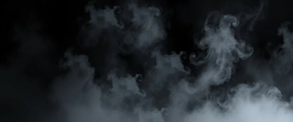 Fototapeta premium Smoke black ground fog cloud floor mist background steam dust dark white horror overlay Ground smoke