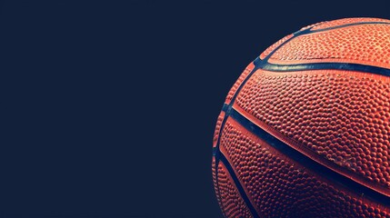 Obraz premium Dark web banner showcasing a detailed orange basketball with space for professional text