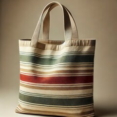 Reusable striped tote made from natural and sustainable materials.