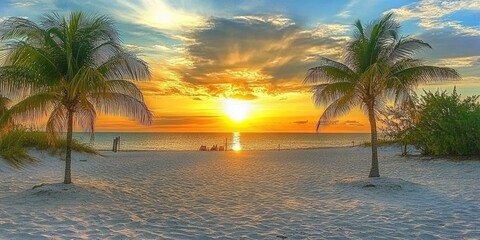 Lovers Key: Breathtaking Sunset at Fort Myers Beach, Florida - A Serene Escape to Ocean Bliss