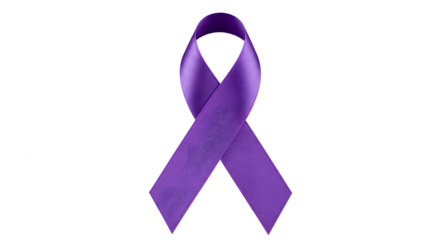 A high-resolution close-up of a purple awareness ribbon, symbolizing support for various causes such as domestic violence awareness, epilepsy, Alzheimer's disease, and lupus. 