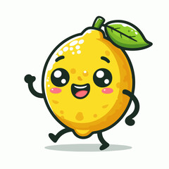 cute cartoon vector illustration of lemon fruit