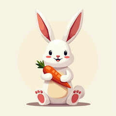 Obraz premium Niedlicher Hase hält Karotte