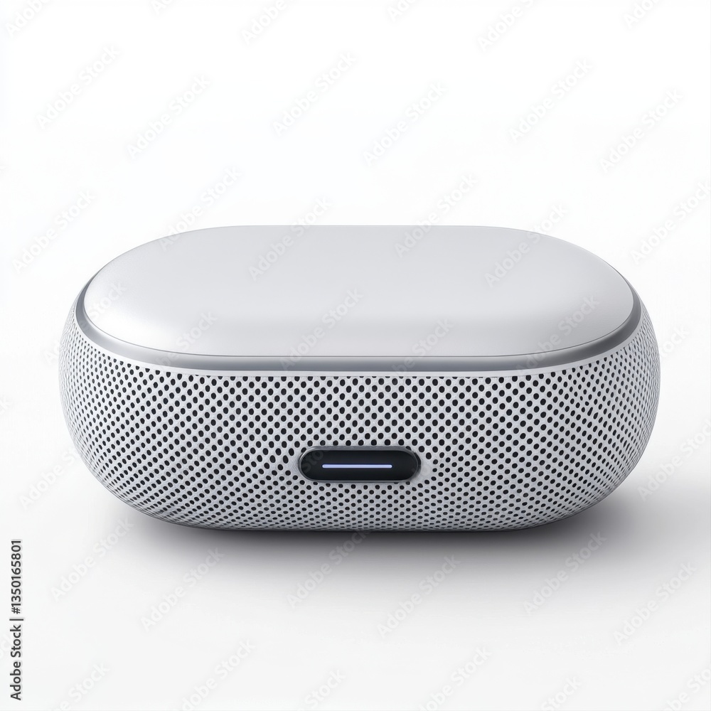 Poster modern minimalistic wireless earbuds charging case on a clean background showcasing sleek design and