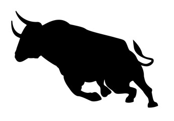 Bull charging silhouette