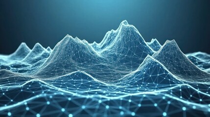 Abstract digital mountains, technology background, network landscape