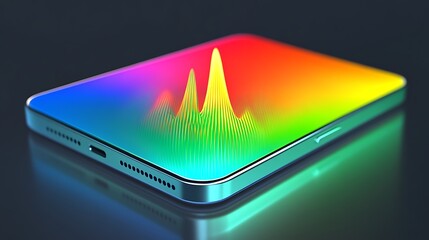 Smartphone displaying colorful data visualization.