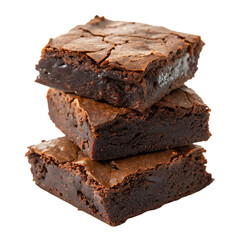 Stack of brownies isolated on transparent background.