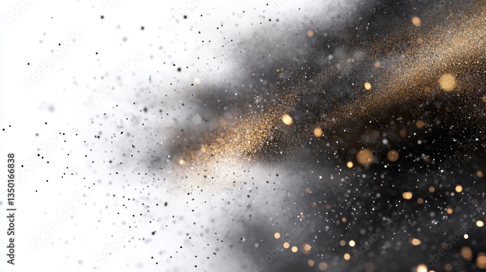 Canvas Prints an elegant explosion of color and light. bright golden particles dance among a backdrop of black and