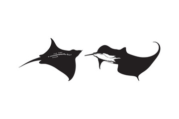 Stingray and Sawfish Silhouette Art Marine Wildlife Vector Design