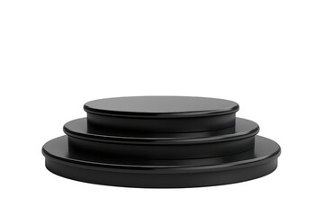 Modern Black Pedestal with Three-Tiered Design for Product Display and Interior Decor