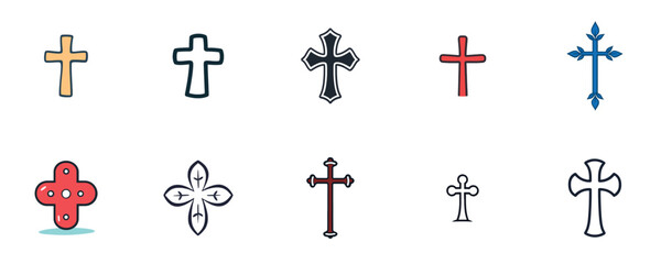 Obraz premium Cross Array Symbolism in Various Styles and Colors