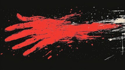 Red hand print, splattered