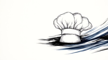 Chef Hat Sketch with Abstract Background.