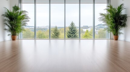 Fototapeta premium Spacious room with panoramic city views