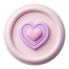 Pastel Hearts layered design central heart surrounded by larger heart within circular frame isolated on png transparent background
