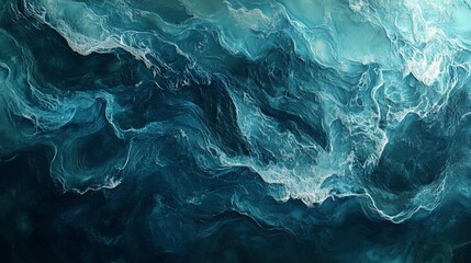 Obraz premium Aerial View of Waves Crashing in the Ocean – Splashing Water Patterns