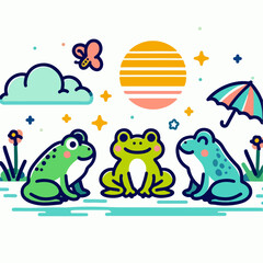 Naklejka premium cute cartoon frog vector illustration