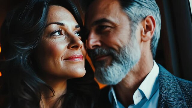 Intimate moment captured between a mature couple, showcasing affection and connection, planning good old days.