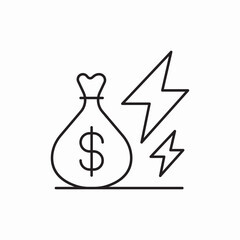 Fast money payment lightning icon vector sign