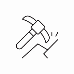 Pickaxe mining tool construction icon vector sign