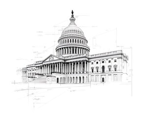Architectural drawing of a capitol building