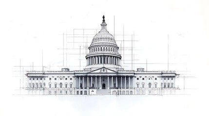 Architectural sketch of a capitol building