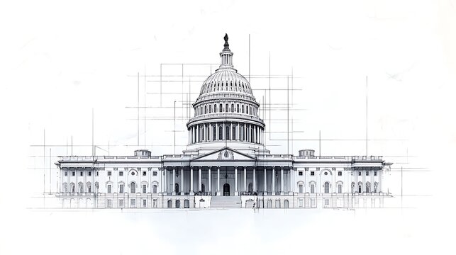 Architectural sketch of a capitol building