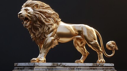 Golden lion statue, powerful and regal