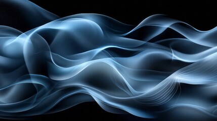 Obraz premium Abstract light blue smoke waves swirl against a dark background