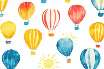 Colorful hot air balloons fill the sky with sunshine in summer fun