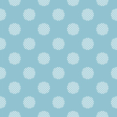 Pastel White Seamless Polka Dot Pattern, Blue Jeans Background