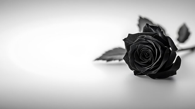 Single black rose on white background. - Powered by Adobe