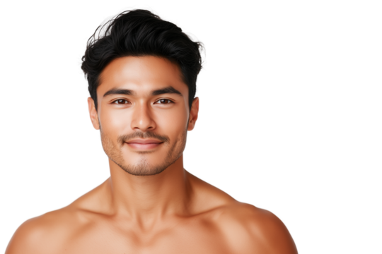 Confident young Latino man with toned body, isolated portrait - Powered by Adobe