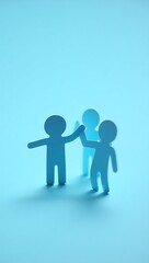 "Minimalist Paper Cut-Out Figures High-Fiving &ndash; Symbolizing Teamwork & Unity"