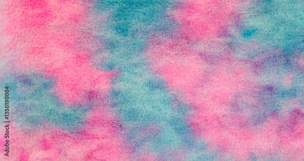 Poster a colorful background with blue, pink and purple colors. the background is made of fuzzy material. t