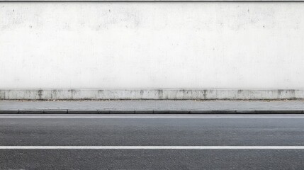 Urban street, blank wall, autumn leaves, asphalt, roadside, advertising space