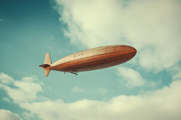 Fototapeta premium Vintage airship gliding elegantly across a clear sky inspiring wonder and nostalgic aerial adventure photography