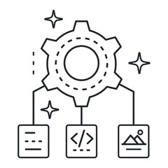 Multimodal Output Icon - AI Text-to-Image, Content Creation, Generative AI, AI Creative Output, Vector Editable Stroke Icon.