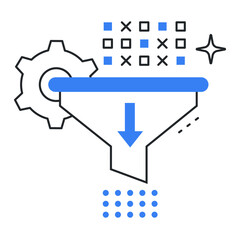 Hallucination Mitigation Icon - AI Error Filtering, Model Accuracy, Output Validation, Generative AI Correction, Vector Editable Stroke Icon.