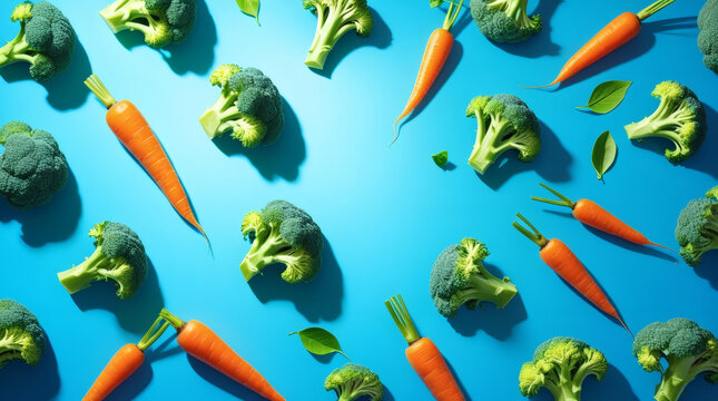 Vegetables on Blue Background