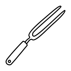 Fork outline illustration. kitchen fork black line illustration
