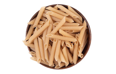 Classic Gluten Free Penne Pasta on a White Background