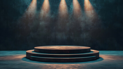 Obraz premium Spotlit stage with textured background. Presentation podium