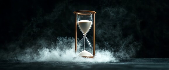 Naklejka premium Hourglass in smoky darkness