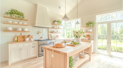 Bright Kitchen for Farmhouse Style, Sunlit.