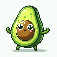 cute cartoon vector illustration of avocado fruit