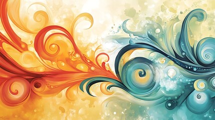 Abstract swirls with fire  ice design.