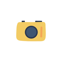 Retro film photo camera. Old vintage analog disposable photo camera. Vector illustration.